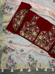 Très joli sari fantaisie Rangoly, tenue élégante, travail de séquence, sari en géorgette avec un haut lourd par MEETALI CREATION - Product Image 4