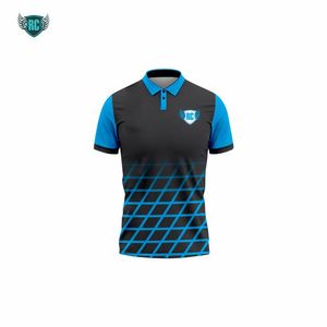 Polo con degradado azul y negro personalizado, ropa deportiva de manga corta con patrón geométrico para uniforme de equipo - Product Image 3
