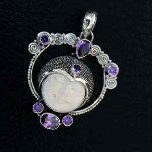 Affordable Bali 925 Sterling Silver Pendant Sun Moon Face 100% Individually Handmade Not Casting / Mass