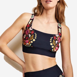 Ladies Printed Fitness Printed Bra Gym Mid Impact Yoga Bra <b>Padded</b> <b>Running</b> Jogging Exercise Fitness Blackout Vest Gym wear - Product Image 1