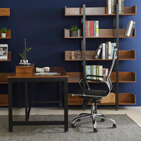 Modern verstelbaar bureau voor thuiskantoor met metalen frame, zwart houten MDF meubilair