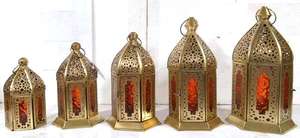 Moroccan Hexagonal Decorative Lantern Candle Holder Antique Gold Wedding Metal Lantern - Product Image 5