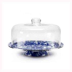 Luxury Hotel Tabletop Fruits Cake Serving Stand Decoration Cake Tool Cake Stand Enamel Finishing Cake Stand With Dome Lid - Product Image 1