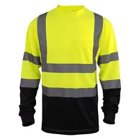 Herren Hi Vis Langarm Crewneck Safety Work Wear Front tasche Reflektieren des T-Shirt