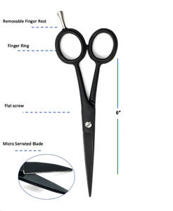 Ciseaux de barbier professionnels en acier inoxydable pour droitiers avec 32 dents, 6 pouces, outils de coupe de cheveux de salon - Product Image 1