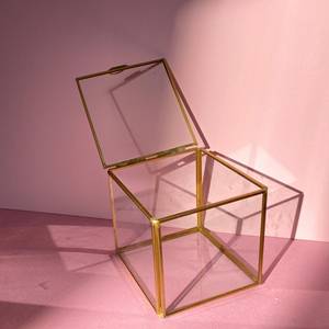 SQUARE Clear Glass Photo Display <b>Box</b> - Hinged Top - Jewelry - <b>Collections</b> - Product Image 1