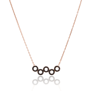 สร้อยคอหินเพทายสีดำกลวงเสน่ห์ของเครื่องประดับเงิน925ตุรกี - Product Image 1