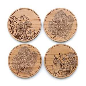 Sous-verres en liège rond en bois avec logo personnalisé, 4 pouces, pour boissons, gravure CNC, ensemble de sous-verres - Product Image 3
