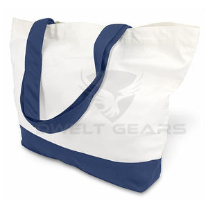 Sac de Shopping en coton, logo personnalisé avec fermeture éclair, fourre-tout, nouveau Style - Product Image 1
