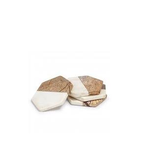 Wooden and Marble Coasters <b>for</b> Hexagon Shape Size Beverage <b>Tea</b> Coaster <b>Set</b> <b>for</b> <b>Sale</b> Handmade Use India Made - Product Image 3