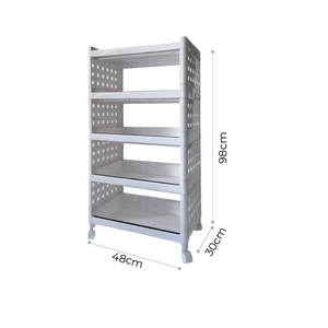 PP Plastic 5 Layer Multipurpose Shelf Rack (Knock Down) Size 48 x 30 x 98 cm From Thailand White Color For Kitchen