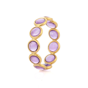 Anillo de oro amarillo sólido de 18K con gema de amatista Natural, anillo eterno de amor duradero, joyería - Product Image 3