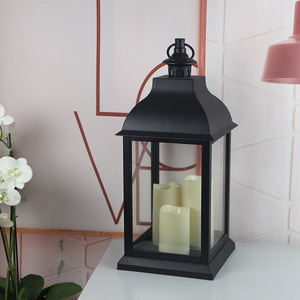 <span class=keywords><strong>Lanterne</strong></span> à bougie en plastique antique de grande taille avec 3 LED, lumière blanche chaude - Product Image 5