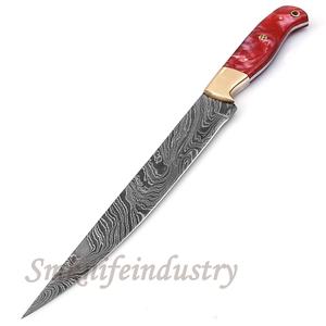 New Custom Hand Forged Damascus Fillet Fishing knife With leather Sheath cover (smk1630) - Product Image 1