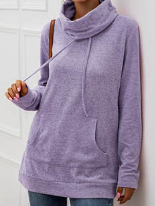 เสื้อกันหนาวแบบสวมศีรษะมีฮู้ดสำหรับผู้หญิงเสื้อกันหนาวแขนยาวทำจากโพลีเอสเตอร์/ ผ้าฝ้ายโพลีเอสเตอร์มีฮู้ดสำหรับฤดูใบไม้ร่วง/ฤดูหนาว - Product Image 4