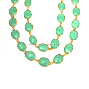 Cadena de conector de bisel chapado en oro de GEMA de Calcedonia Aqua - Product Image 3