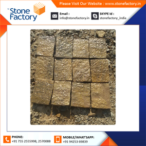 Mejor calidad 100% Natural aparcamiento entrada usar piedra amarillo marrón mezcla Cobble piedra de acabado de superficie - Product Image 3