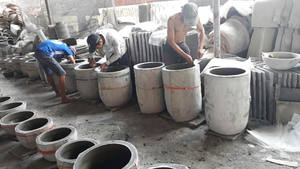 Pot de fleurs en terrazzo pour extérieur, jardinière en granit - Ensemble de pots en terrazzo et granit - Pots en béton pour plantes d'intérieur - Product Image 3