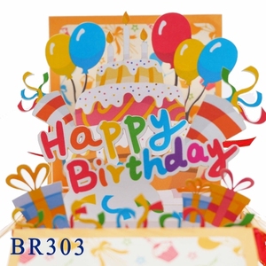 3D สุขสันต์วันเกิดทำด้วยมือกล่องป๊อปอัพสีส้มสไตล์โบราณสไตล์เวียดนามทำจากกระดาษการ์ดอวยพรของที่ระลึกของขวัญวันเกิด - Product Image 1
