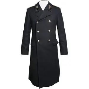 Hải quân Hạm Đội Nga Liên Xô len màu đen Áo khoác | Vàng dây thêu đồng phục áo khoác
