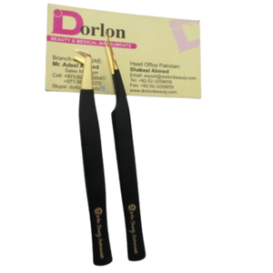 Pince à épiler pointue droite Pro en or noir pince à épiler Volume de patron russe personnalisé pince à épiler Extension de cils en acier inoxydable - Product Image 1