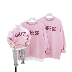 New Design Kids Spring family Matching Tops Toddler Baby Clothes Mommy and Me Letter Print solid color custom logo sweatshirt