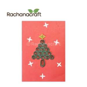 X-MAX Tree Design <b>Handmade</b> Lokta <b>Paper</b> Festival Greeting Gift Card for Christmas, Holidays Made in Nepal Wholesale Supplies - Product Image 2