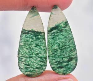 Lot de pierres précieuses Aventurine naturelles, 2 pièces, Cabochon Bio Aventurine, vrac, pour boucles d'oreilles - Product Image 5