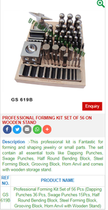 Kit de formage professionnel Lot de 56 sur support en bois OUTILS DE FABRICATION DE BIJOUX INDE - Product Image 2