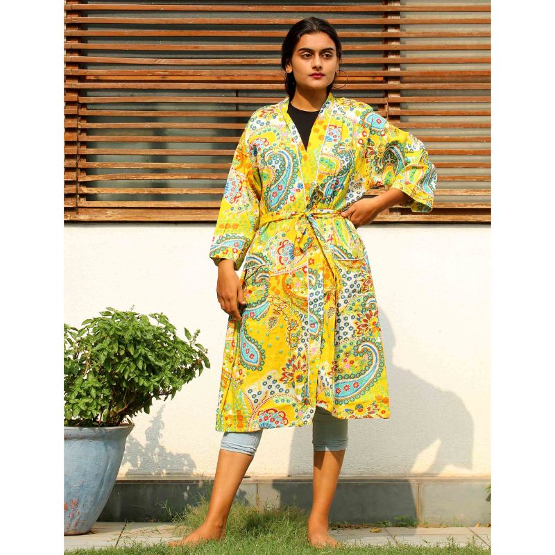 knee length dresses for ladies Indian Cotton Women's Maxi Night Dress 2-PC Set – Marika Textiles at ₹630