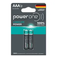 Powerone Longlife الطاقة AAA بطارية حزمة من 2 طويل أداء البطاريات القلوية صنع في ألمانيا مع يصل إلى 10 سنوات الصلاحية