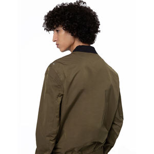 Olive Green Custom Made Winter Plus Size <b>Washed</b> Casual Windproof Eco-Friendly <b>Stand</b> Collar Outdoor Bomber Jacket for Men - Product Image 2