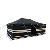 Tente de camping de luxe à rayures noires et blanches, installation facile, 5x8m, 2000-3000mm, imperméable, quatre saisons, une chambre, séjour