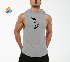 เสื้อกล้ามสำหรับผู้ชาย,ออกแบบของคุณเองผ้าฝ้ายล้วนเพาะกายฟิตเนสสนิงเกอร์ยิมสปอร์ต - Product Image 2