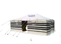 Tente de camping de luxe à rayures noires et blanches, installation facile, 5x8m, 2000-3000mm, imperméable, quatre saisons, une chambre, séjour