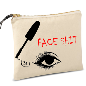 Bolsa cosmética de viaje de algodón reciclado ecológico bolsas de maquillaje impresas personalizadas con material de lona con cremallera - Product Image 2