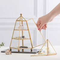 Présentoir de table pyramidal pour boucles d'oreilles et colliers, boîte en verre, design classique américain, écologique, en métal durable, pour décoration intérieure de style ancien