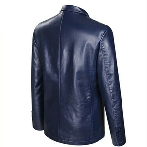 Navy Blue Colour Top quality Mens Real Sheep <b>Leather</b> <b>Blazer</b> available in all Colors Made in Pakistan - Product Image 2
