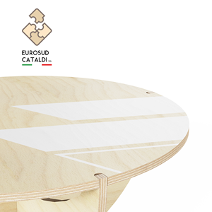 Bel tavolino rotondo basso made in Italy con sistema ad incastro per soggiorno e ufficio. Betulla 12mm di WLLALLA - Product Image 2
