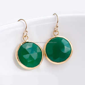 Pendientes de plata de ley 925 con gema de ónix verde, joyería hecha a mano - Product Image 1