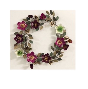 Metal <b>Wall</b> <b>Flower</b> Wreath Hanging for Home <b>Decor</b> - Product Image 1