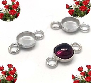 Granate Hydro Quartz 925 Plata de Ley doble fianza hecho a mano Close Beck enero Birthstone conector para joyería curativa - Product Image 1