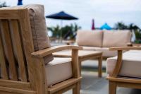 Meilleur Fauteuil d'extérieur minimaliste en bois avec coussin pour hôtel et appartement