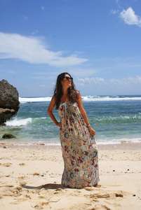 ชุดเดรสชายหาดพิมพ์ลายดอกไม้สำหรับผู้หญิง,ชุดเดรสหลวมชุดเดรสชายหาด Boho เปิดไหล่แขนกุดยาวถึงข้อเท้าปี2020 - Product Image 3