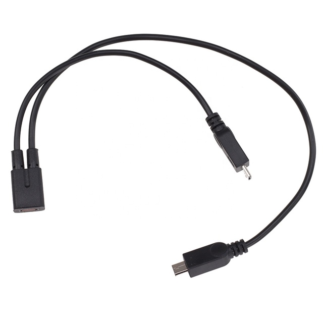 Black Micro USB 2.0 Splitter Y 1 Female to 2 Male Data Charge Cable Extension Cord
