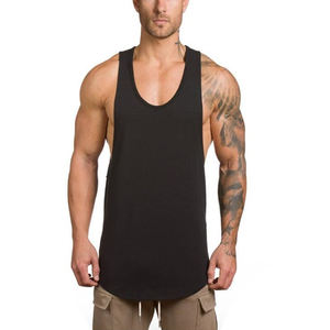 2022 verano hecho a medida de alta calidad 100% algodón Fitness deportes camiseta sin mangas para hombres Casual tejido músculo chaleco al por mayor - Product Image 2