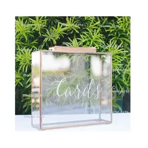 Metal And Glass Well Wishing Card Box Admirable Design Square Shape Customized Size Wedding Card Box