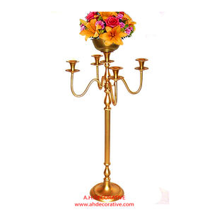 Candelabros de 5 brazos galvanizados de plata para centro de mesa de boda candelabro hecho a mano de diseño único para decoración de sala de estar - Product Image 3