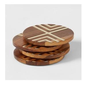 Ensemble de 4 dessous-de-verre en bois, design moderne, forme carrée, pour tasses et mugs, pour la maison et les hôtels - Product Image 6