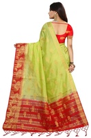 Sari en coton jacquard indien, design moderne, doux, pour femmes, pour les occasions spéciales, les mariages, style Kanchipuram